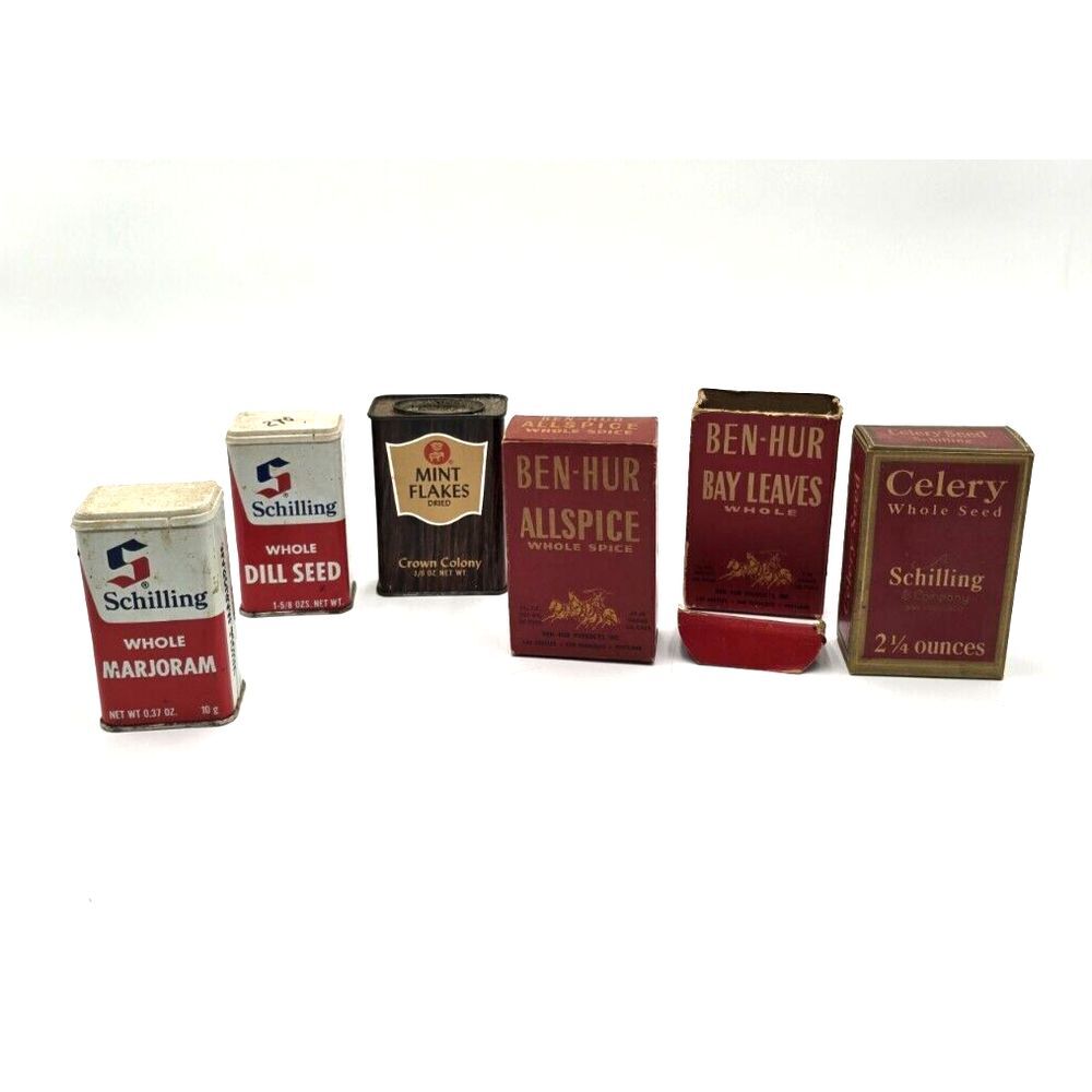 Vintage Lot of 13 Spice‎ Tins & Boxes ~  Ben-Hur, Schilling, Wagner's